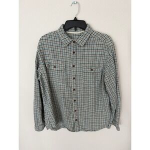 Mossimo Supply Co Flannel Button Down Mens XL Olive Blue Good Plaid Long Sleeve